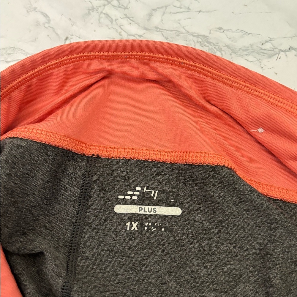 BCG Athletic Crop Stretch Leggings Women’s Plus Size 1X Gray Peach Pull Up B2 - Picture 6 of 7